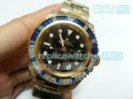 Copy Rolex GMT-Master II Black Dial Ceramic Bezel Gold Case Watch